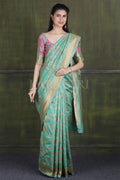 Banarasi - Chanderi Saree Bluish Green Banarasi - Chanderi Saree saree online