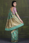 Banarasi - Chanderi Saree Bluish Green Banarasi - Chanderi Saree saree online