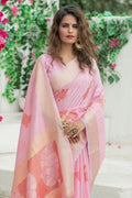 Blush Pink Banarasi Chanderi Saree