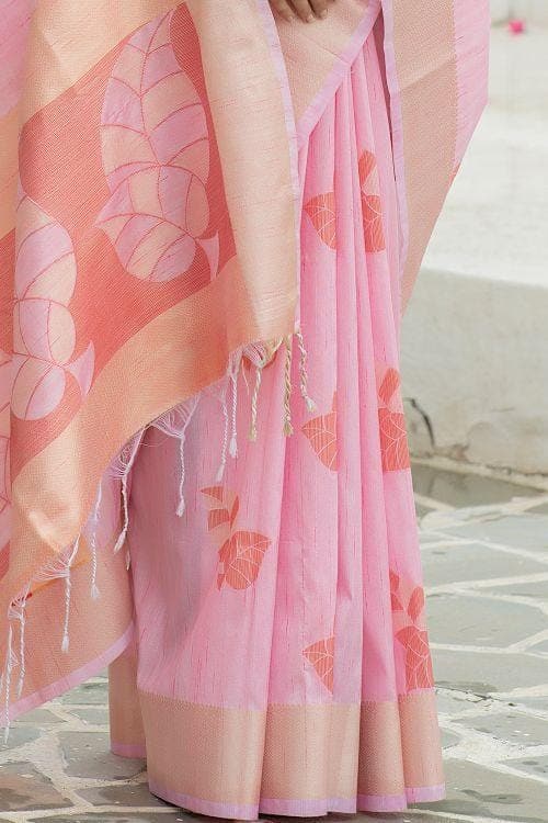 Blush Pink Banarasi Chanderi Saree