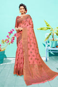 Brick Pink Banarasi Chanderi Saree