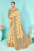 Buttermilk Yellow Banarasi Chanderi Saree