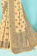 Buttermilk Yellow Banarasi Chanderi Saree
