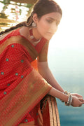 Chilli Red Banarasi Chanderi Saree