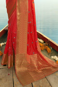 Chilli Red Banarasi Chanderi Saree