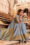 Coin Grey Banarasi Chanderi Saree