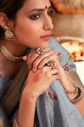 Coin Grey Banarasi Chanderi Saree