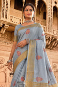 Coin Grey Banarasi Chanderi Saree