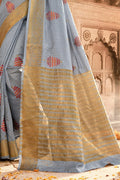 Coin Grey Banarasi Chanderi Saree