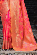 Coral Pink Banarasi Chanderi Saree