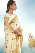 Cream Colour Banarasi Chanderi Saree