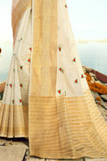 Cream Colour Banarasi Chanderi Saree