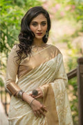 Cream Colour Banarasi Chanderi Saree