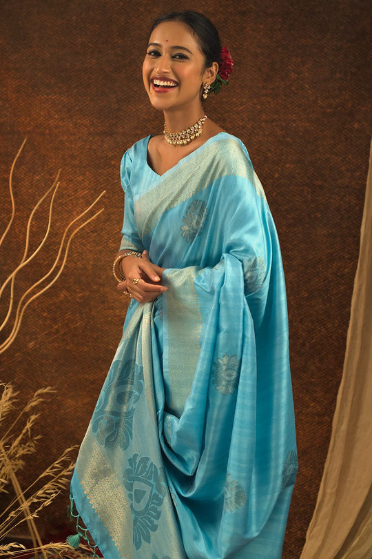 blue banarasi saree