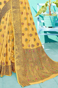 Dandelion Yellow Banarasi Chanderi Saree