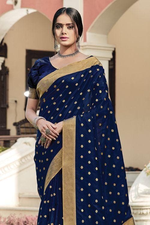 Denim Blue Banarasi Chanderi Saree