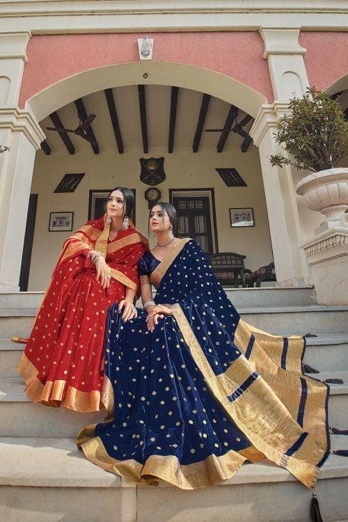 Denim Blue Banarasi Chanderi Saree