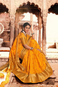 Fire Orange Banarasi Chanderi Saree