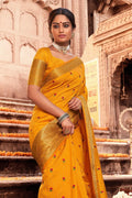 Fire Orange Banarasi Chanderi Saree