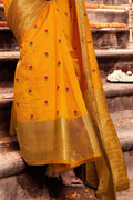 Fire Orange Banarasi Chanderi Saree