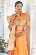 Banarasi - Chanderi Saree Gold Orange Banarasi Chanderi Saree saree online