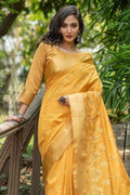 Honey Yellow Banarasi Chanderi Saree