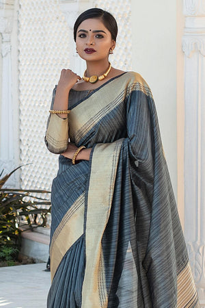 Banarasi - Chanderi Saree Iron Grey Banarasi Chanderi Saree saree online