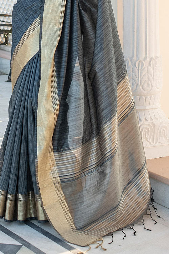 Banarasi - Chanderi Saree Iron Grey Banarasi Chanderi Saree saree online