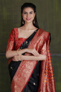 Banarasi - Chanderi Saree Jade Black Banarasi - Chanderi Saree saree online