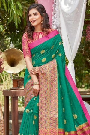 Jade Green Banarasi Chanderi Saree
