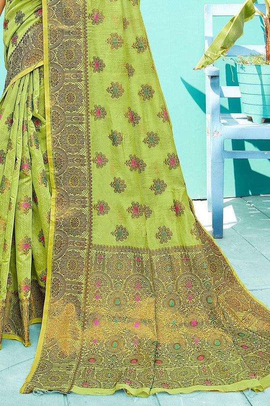 Kelly Green Banarasi Chanderi Saree