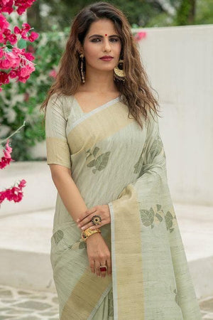 Laurel Green Banarasi Chanderi Saree