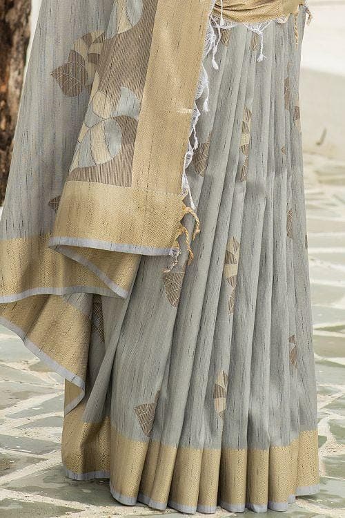 Lava Grey Banarasi Chanderi Saree