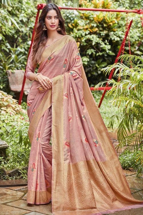 Lilac Purple Banarasi Chanderi Saree