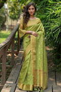 Lime Green Banarasi Chanderi Saree