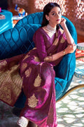 Banarasi - Chanderi Saree Magenta Purple Banarasi Chanderi Saree saree online