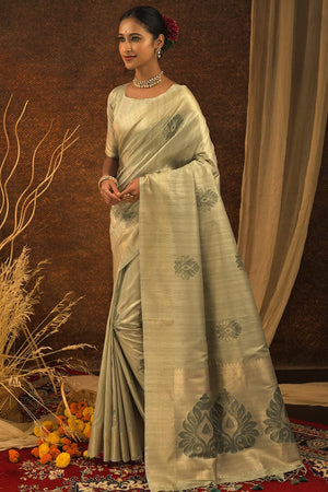 Mint Green Banarasi Chanderi Saree