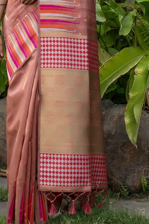 New York Pink Banarasi Chanderi Saree