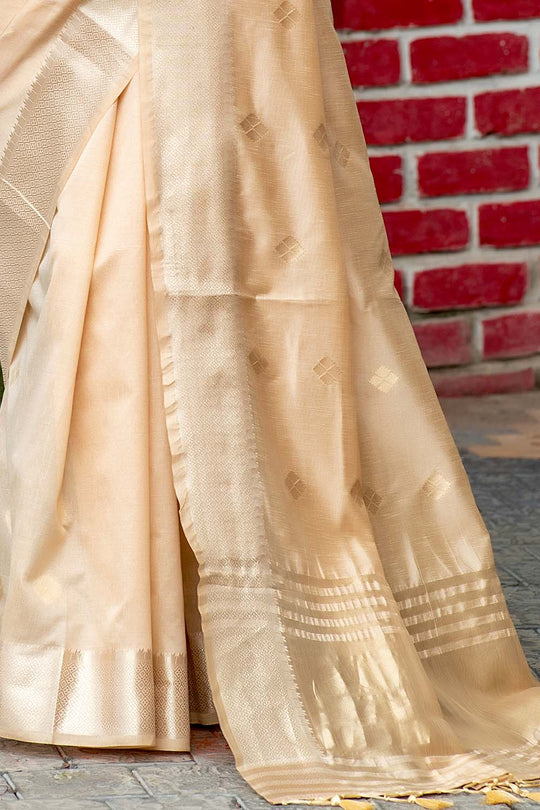 beige banarasi saree