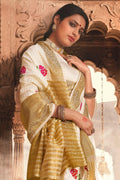 Off White Banarasi Chanderi Saree
