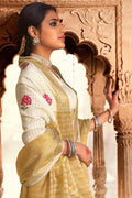 Off White Banarasi Chanderi Saree