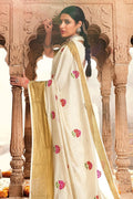 Off White Banarasi Chanderi Saree