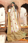 Off White Banarasi Chanderi Saree