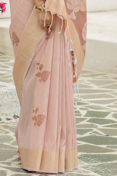 Pale Pink Banarasi Chanderi Saree