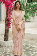 Pale Pink Banarasi Chanderi Saree