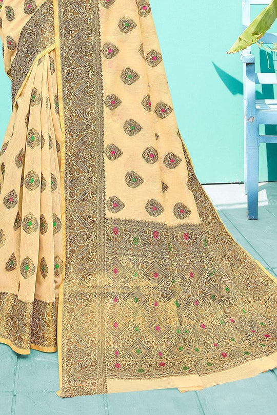 Parmesan Yellow Banarasi Chanderi Saree
