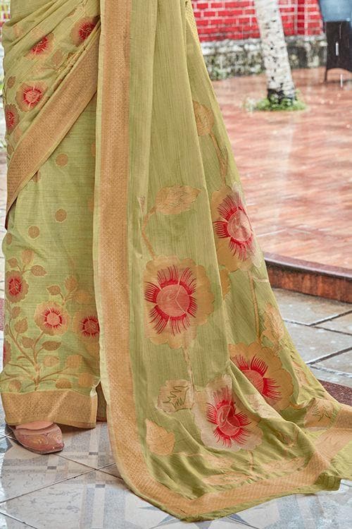 Pastel Green Banarasi Chanderi Saree