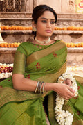 Pear Green Banarasi Chanderi Saree