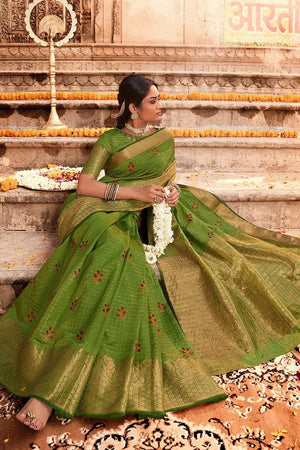 Pear Green Banarasi Chanderi Saree