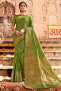 Pear Green Banarasi Chanderi Saree